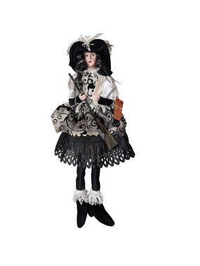 Spooky Village 23" Shelf Sitting Witch Figurine With Broom Halloween Decor
